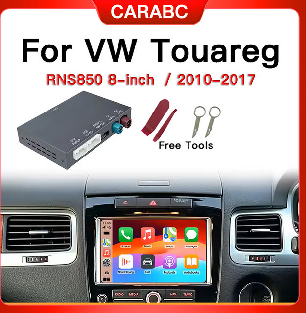CARABC Wireless CarPlay und Android Auto Upgrade Modul für Volkswagen Touareg RNS850 in Schwarz - Bild 1