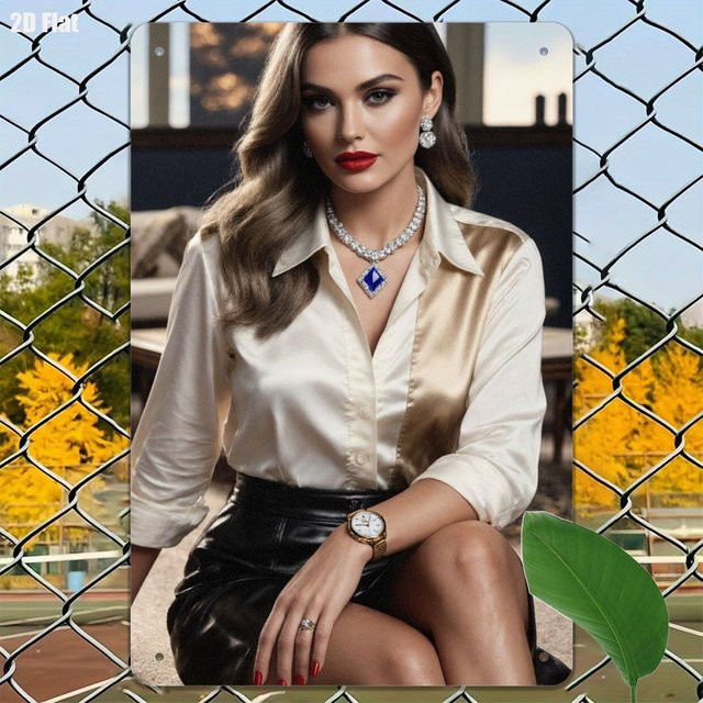 CIFBUY Retro Metall Wandkunst Schild mit rotem Lippenstift und goldenem Schmuckdesign in Rot, Gold und Multicolour - Bild 1
