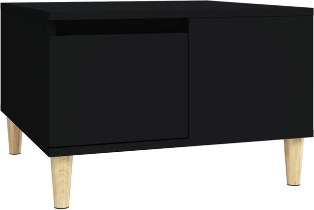 vidaXL Couchtisch in Schwarz aus Holzwerkstoff und Eukalyptus-Massivholz, B/T/H: 55 x 55 x 36,5 cm - Bild 1