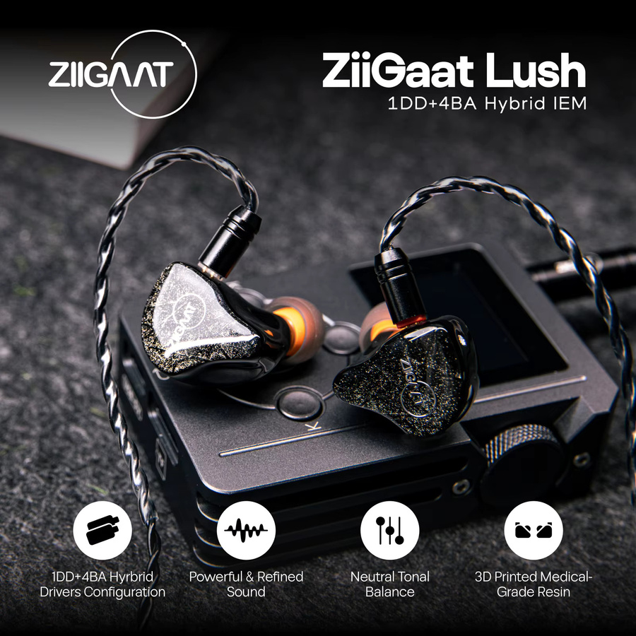 ZiiGaat Lush Studio Hybrid-IEM Hifi-Kopfhörer mit 1DD+4BA als kabelgebundene In-Ear-Ohrhörer in Schwarz oder Silber - Bild 3