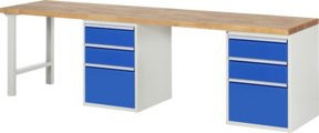 Rau Werkbank 7507A8 mit 6 Schubladen, Braun, B/T/H: 300 x 70 x 89 cm - Bild 1