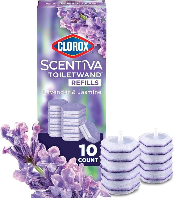 Scentiva Toilettenreiniger Nachfüllpackungen für Toilettenbürsten mit Lavendel und Jasmin, 10 Stück, Grau/Lila - Bild 1
