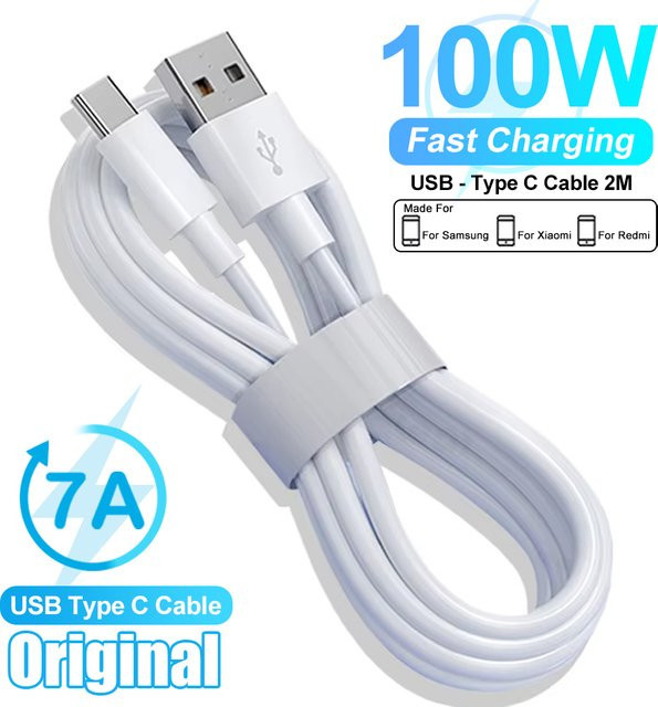 Keai USB-C Schnellladekabel mit 100 W in Weiß für Samsung, Xiaomi, iPhone und andere Geräte - Bild 1