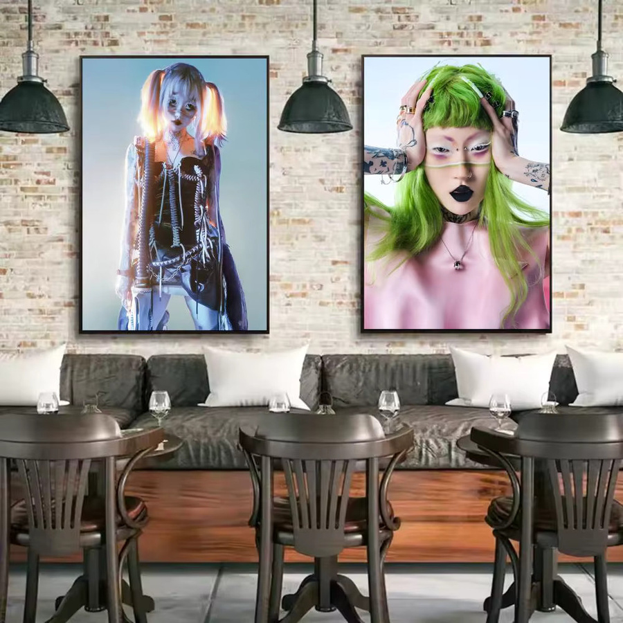 Y-Jahule Sänger Poster Papierdruck Schwarz12 Kunstmalerei für Wohnzimmer und Café ohne Rahmen - Bild 5