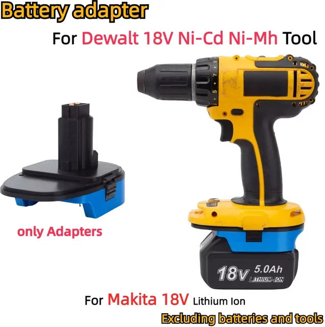 Batterieadapter für Makita 18V Li-Ionen-Akkus zu Dewalt 18V Ni-Cd und Ni-Mh Elektrowerkzeugen in Schwarz - Bild 1