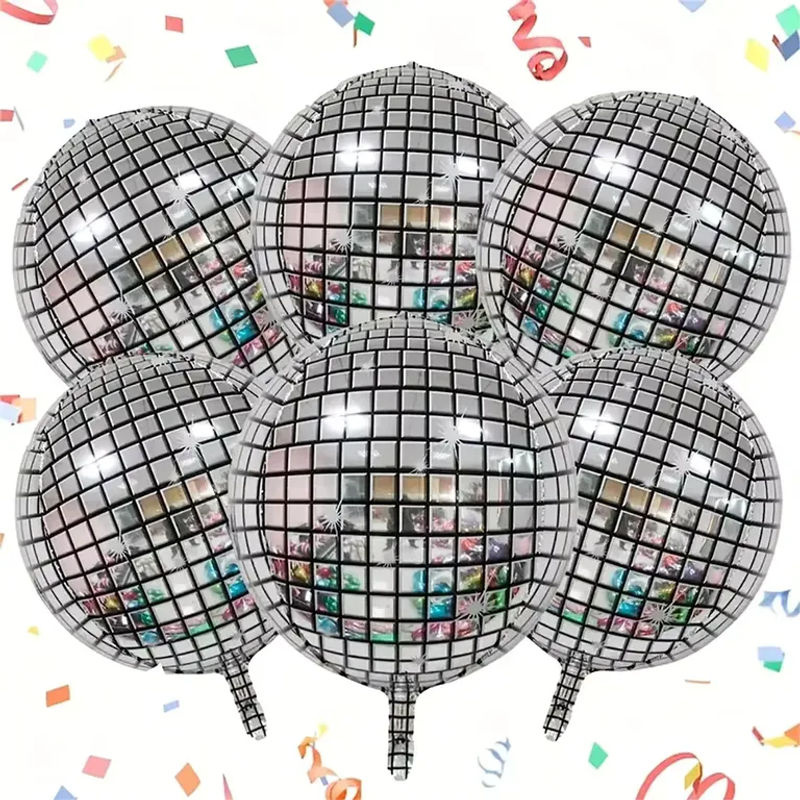 6 Stück Potdemiel Disco-Kugel Folienballons in Silber, 22 Zoll 4D Metallische Ballons für Geburtstag und Hochzeit - Bild 3