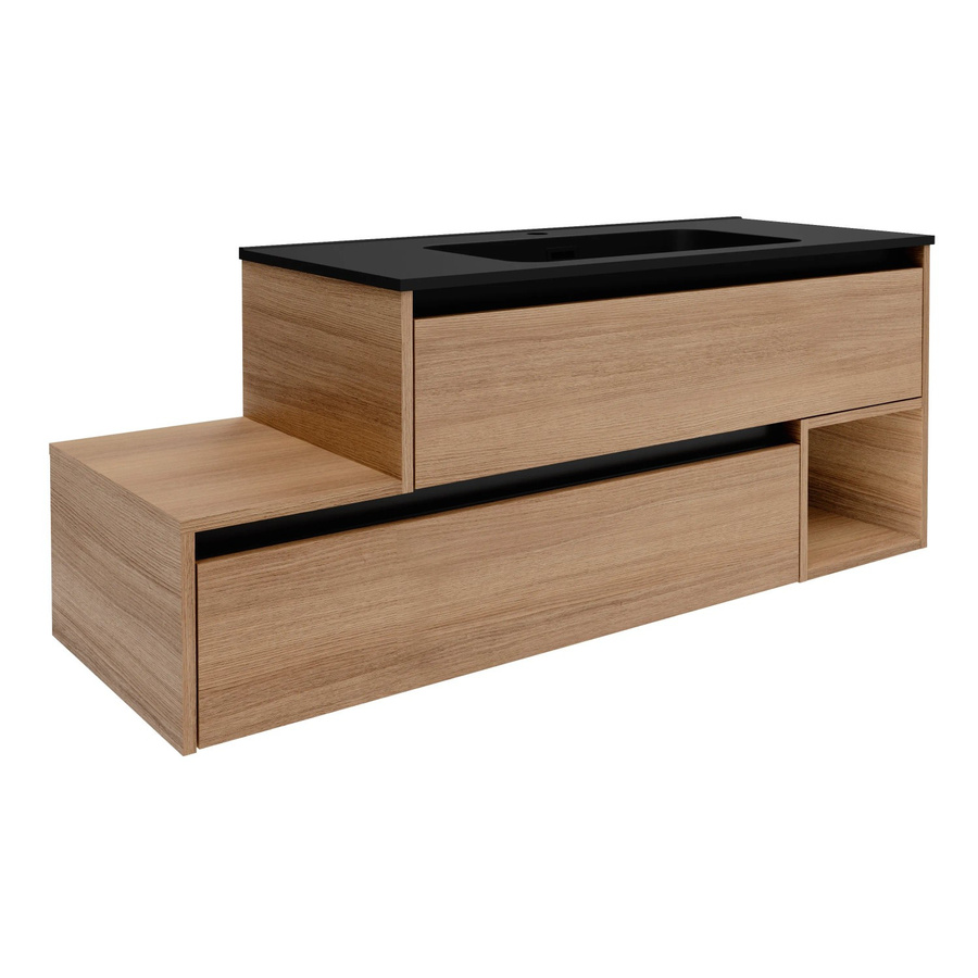 Fackelmann Waschbeckenunterschrank Vita rechts in Oak/Schwarz, B/T/H: 128,5 x 50 x 46 cm - Bild 2