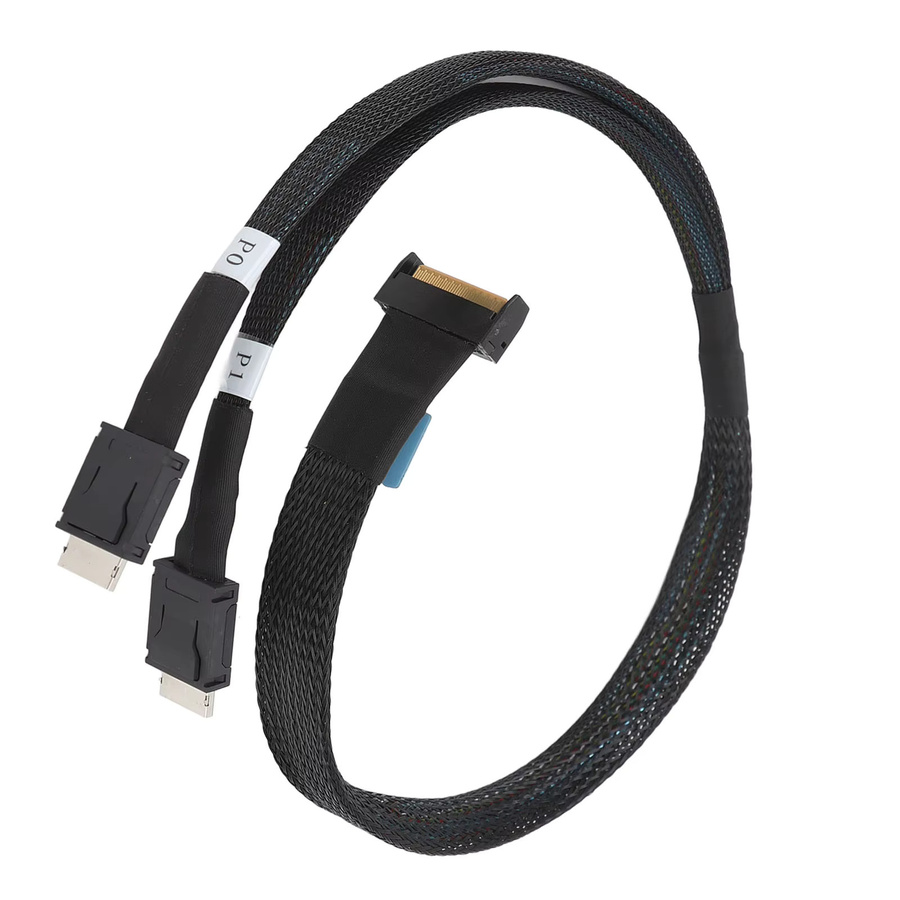 Qiilu PCIe 5.0 Kabeladapter MCIO X8 auf 2 SFF 8611 Oculink SFF 8611 4i auf 8i, Schwarz, Länge: 50 cm - Bild 3