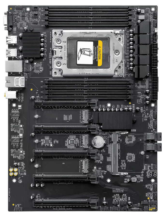 JGINYUE H13 Motherboard-Set mit BMC IPMI für AMD EPYC 7002 und 7003 Serie, 8-Kanal-Speicher bis 2TB, 4x PCIe x16 und Dual 2.5G Netzwerk, Schwarz - Bild 2