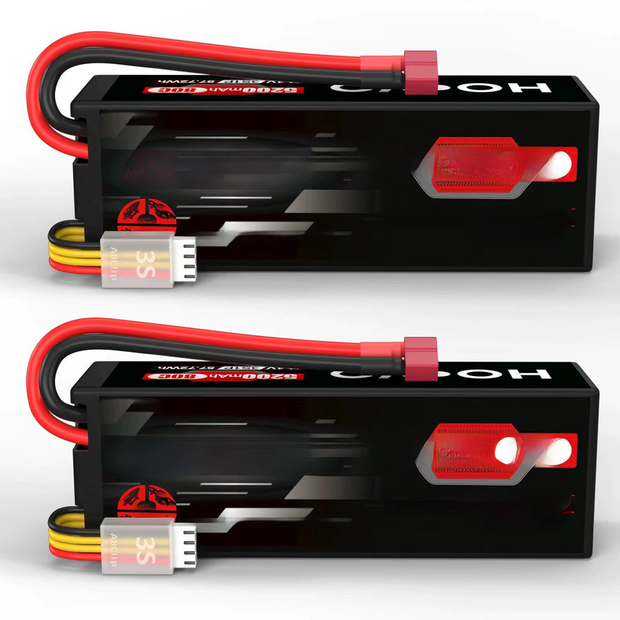 HOOVO 5200 mAh Lipo Batterie 3S 11,1 V 80C mit T-Stecker im Hard Case für RC Auto, Heli, Flugzeug und Boot, 2 Stück, Schwarz - Bild 7