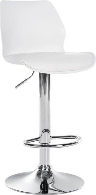 DELUKE Barhocker BOSEN Barstuhl in Weiß, höhenverstellbar mit Lehne und 360 Grad Drehsitz, B/T/H: 39 x 42 x 82 cm - Bild 1