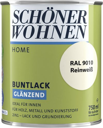 Schöner Wohnen Buntlack für Holz, Wasserbasiert, Glänzend, Weiß, 0,75 l - Bild 1