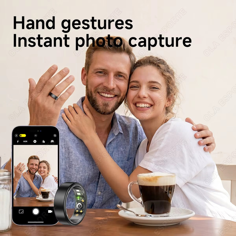 Ola Esporte Smart Ring Gold für Damen und Herren mit Ladecase, Herzfrequenz- und Blutsauerstoffmessung, 5ATM Wasserdicht und über 100 Sportmodi - Bild 4