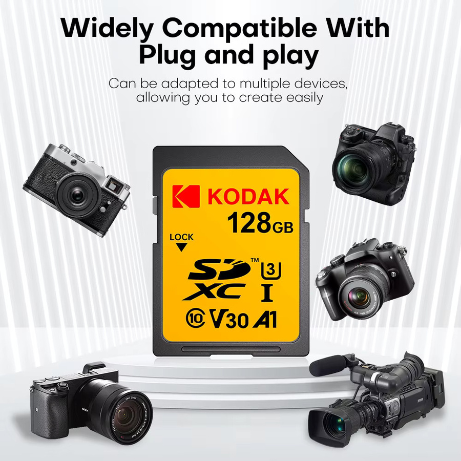 Kodak Professionelle SDXC SDHC Speicherkarte Class10 U1 U3 V30 V60 in Schwarz für Kamera und 4K-Aufnahmen - Bild 3