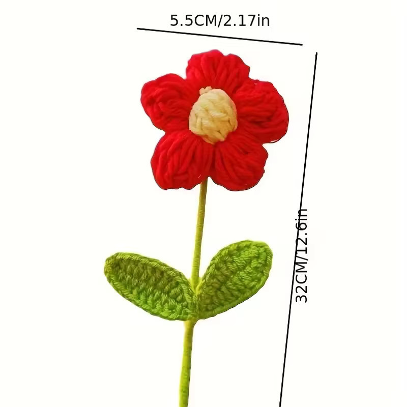Handgewebter Blumenstrauß aus Polyesterfaser in Rot für deine Heimdekoration - Bild 3