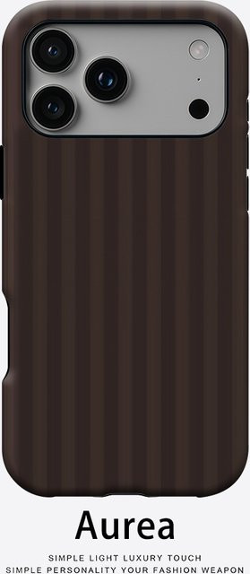 Potdemiel Magnetische Handyhülle mit Streifen-Design in Dunkelbraun für iPhone 18/17/16/15/14/13 Pro Max Plus, Robuste Ein- und Doppelschichtige Schutzhülle - Bild 1