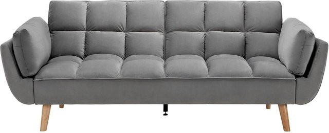 Bessagi Home Schlafsofa Cora in Grau aus Samt mit Dekokissen - Bild 1