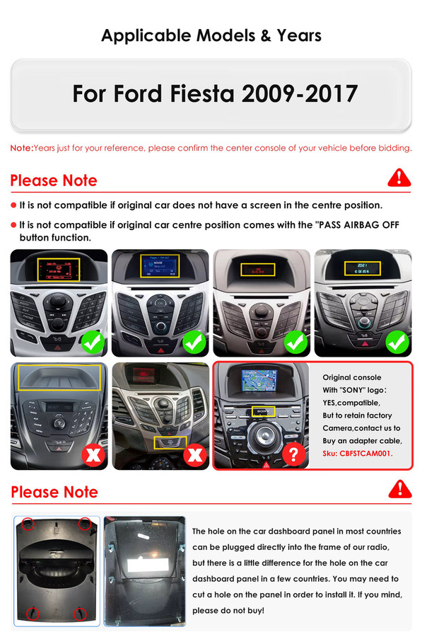 OSSURET Android Autoradio für Ford Fiesta MK7 2009-2016 mit 9,7 Zoll Display, GPS, 4G, Carplay und 360CAM in Schwarz - Bild 3