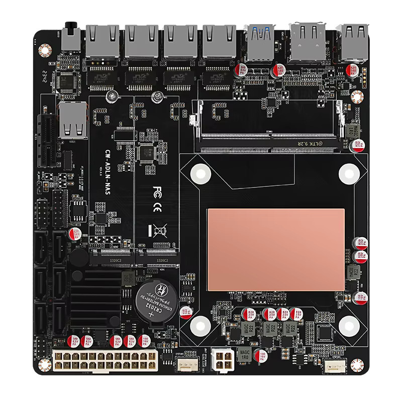 SZJN ITX N150 NAS-Set Alder Lake Mini-ITX Motherboard mit DDR5, 4x I226 LAN, 2x M.2 Slot, 6x SATA und DisplayPort in Schwarz - Bild 4