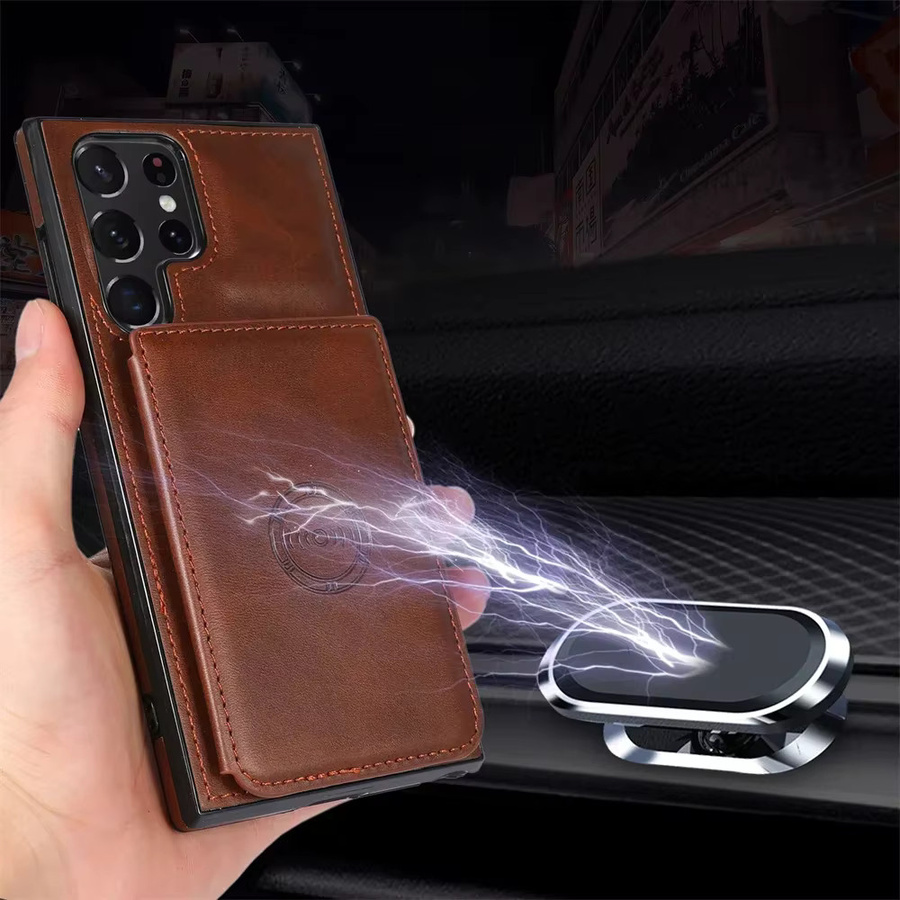 Magnetische Flip Brieftasche Handyhülle aus Leder für Samsung Galaxy S24 S23 S22 Plus A54 A53 A34 A33 A25 A24 A15 5G in Schwarz - Bild 3