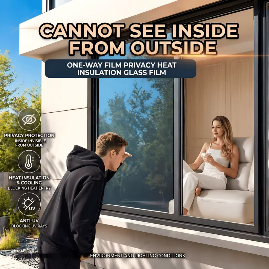 BUNPIG Vintage Einweg-Sichtschutzfolie für Fenster in Rot und Silber mit Sonnenschutz und UV-Schutz - Bild 5