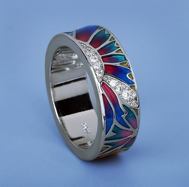 YIRAN Jewelry Damenring, Messing, Silber, Zirkonia, grau - Bild 1