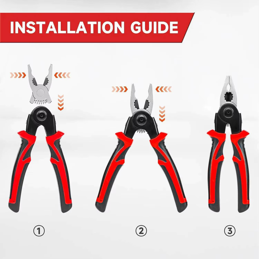 Realmote 5-in-1 Multitool Zangen-Set mit Schnellwechsel-Köpfen, Drahtschneider, Schere, Kabelschneider, Abisolierzange und Crimpzange - Bild 3