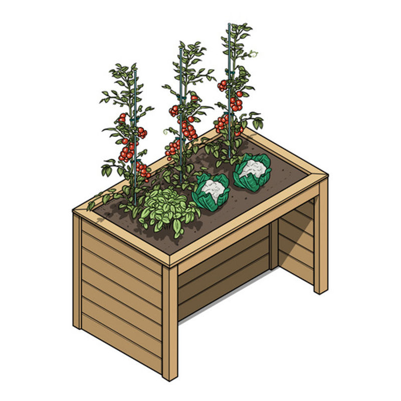 WEKA Hochbeet für Senioren und Rollstuhlfahrer aus Fichtenholz in Beige, B/T/H: 124 x 77 x 75 cm - Bild 2