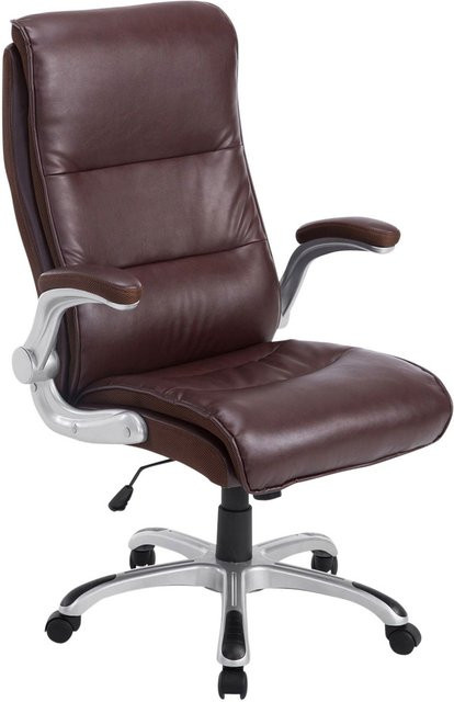 TPFLiving Bürostuhl Vila XXL Executive Chair aus Kunstleder in Bordeauxrot mit Armlehnen und Rollen - Bild 1