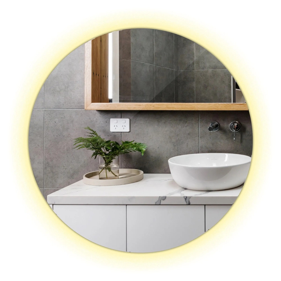 Tulup LED-Badspiegel Rund mit Hintergrundbeleuchtung Warmweiß 3000K, Durchmesser: 80 cm - Bild 1