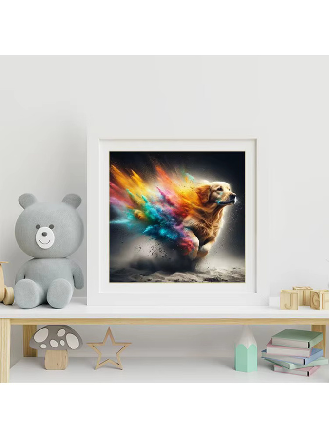 Momoart Diamant-Malerei Hund Tier DIY Diamant-Mosaik mit runden Steinen in Multicolour, B/B/H: 20 x 20 x 20 cm - Bild 3