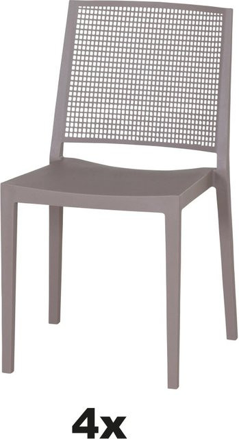 Siena Garden Stapelstuhl-Set Square 4-teilig in Taupe aus Polypropylen und Glasfaser - Bild 1