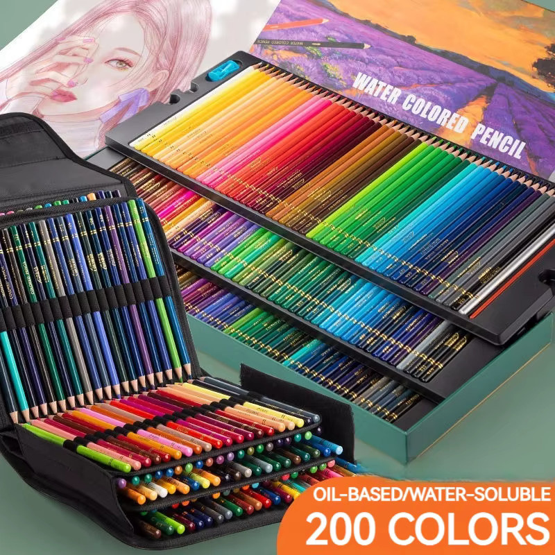 Professionelles Aquarell-Ölstifte Set mit Aufbewahrungstasche in 48 bis 200 Farben für Kunstbedarf - Bild 2