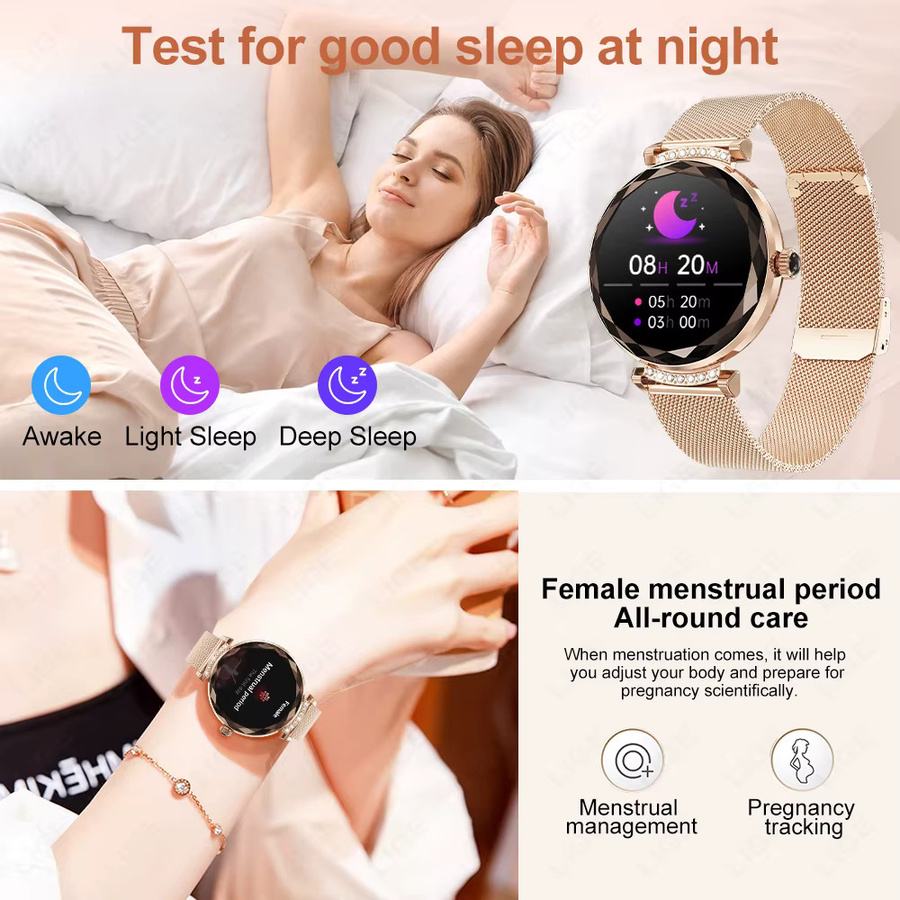 LIGE Smartwatch NX7 Pro für Damen mit AMOLED Bildschirm, Bluetooth Anruffunktion und Gesundheitsüberwachung, Grau/Gold - Bild 4