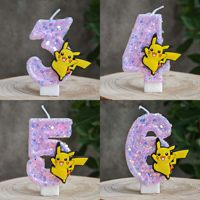 Potdemiel Pikachu Cartoon Geburtstagskerzen-Set in Multicolour für deine Pokémon Tortendekoration - Bild 1