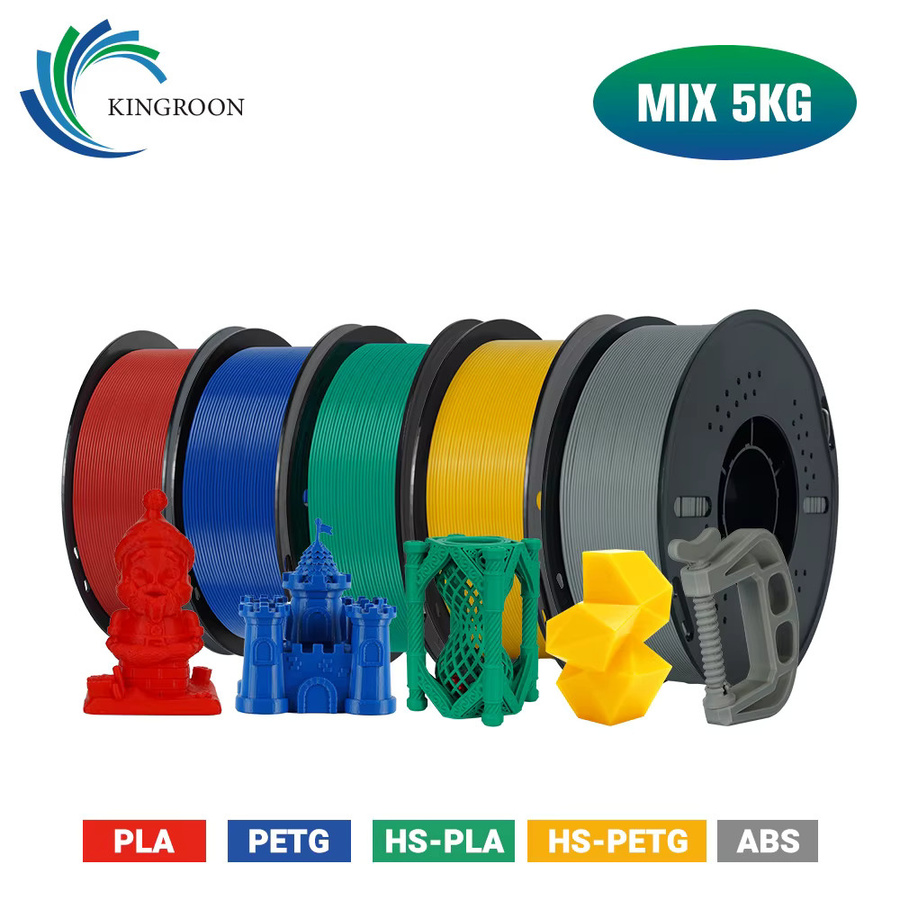 KINGROON 3D-Filament Multi-Pack Combo PLA PETG ABS HS PLA PETG Schwarz 1,75 mm 5 kg - Bild 2