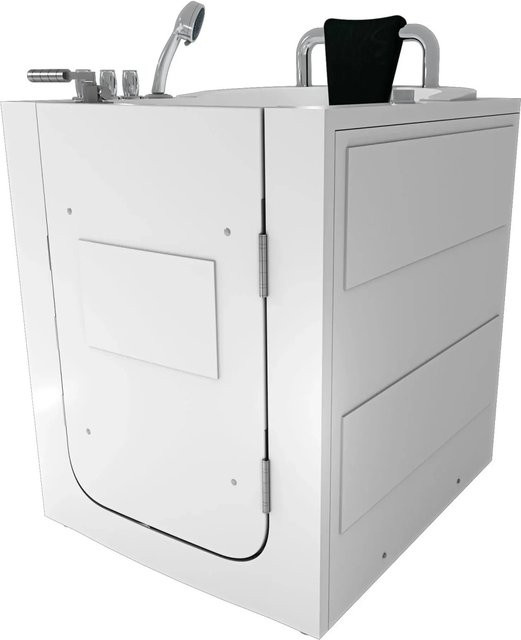 AcquaVapore Senioren Sitzbadewanne mit Tür und Whirlpool Funktion, Farbe: Weiß, B/T/H: 120 x 90 x 100 cm - Bild 1