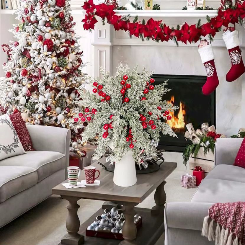 10 oder 20 Stück künstliche Zypresse Blätter von dywjt in Grün und Burgunderrot für deine Tischdekoration, Garten oder Weihnachtsdekoration - Bild 4