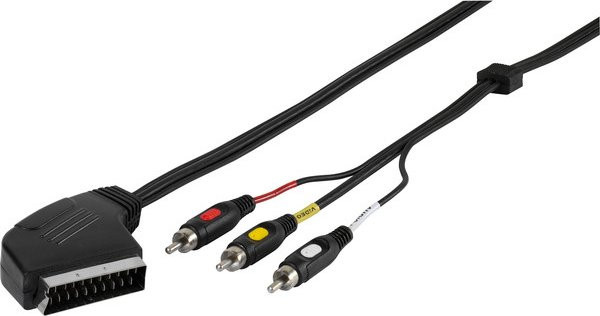 Vivanco Scart und Cinch Verbindung IN/OUT in Schwarz, 2m - Bild 1
