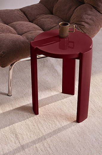 Jotex Hocker NABARI in Rot mit glänzendem Finish und zylindrischer Form, B/T/H: 34,0 x 44,0 x 44,0 cm - Bild 1