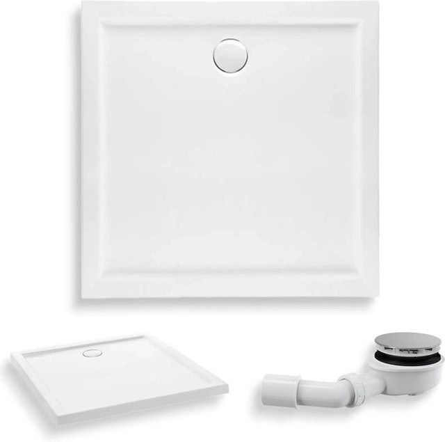 KOLMAN Duschwanne quadratisch Weiß mit Ablaufgarnitur B/B/H: 80 x 80 x 5,5 cm - Bild 1