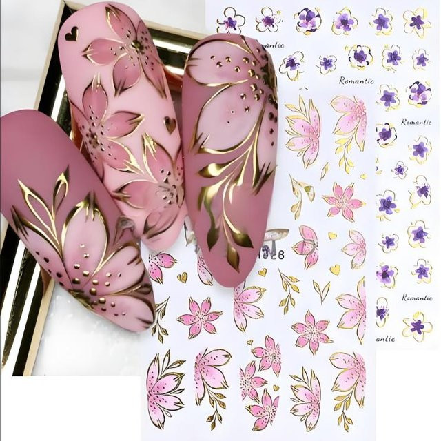 Full Beauty Nagelsticker 3D Blume Pflanzen, 2 Stück, Glänzend - Bild 1