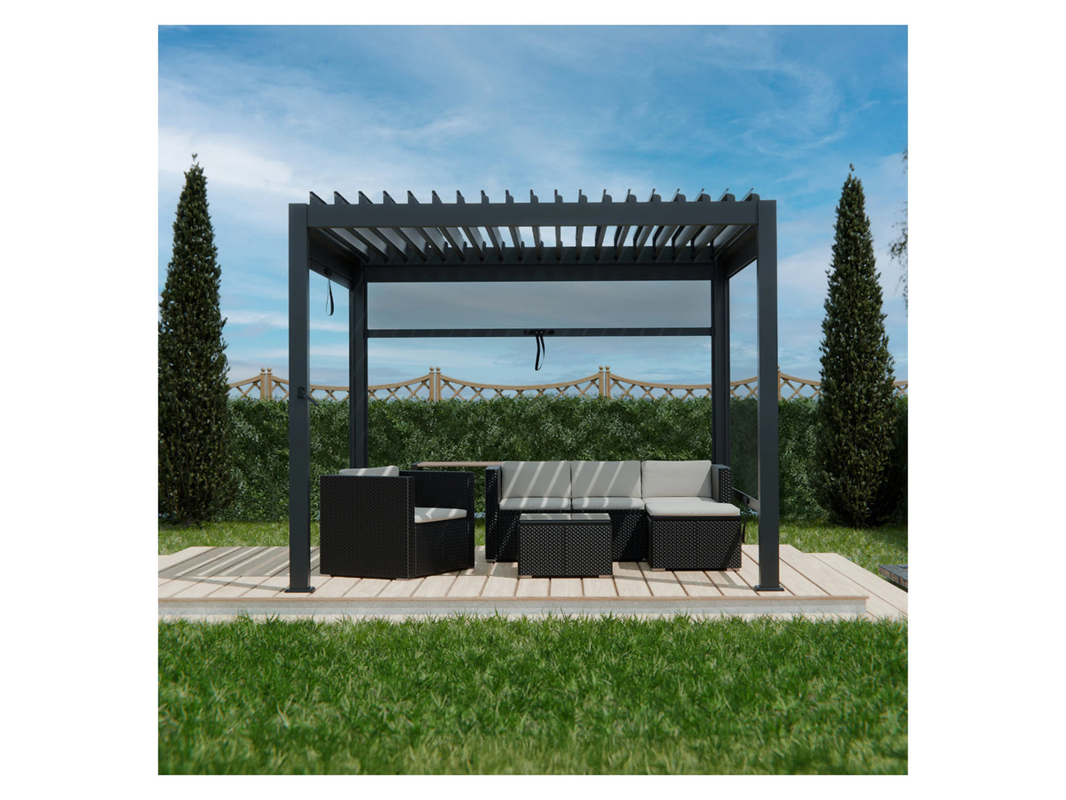 Juskys Pergola Tahiti Lamellendach aus Stahl in Anthrazit, B/T: 300 x 300 cm - Bild 2