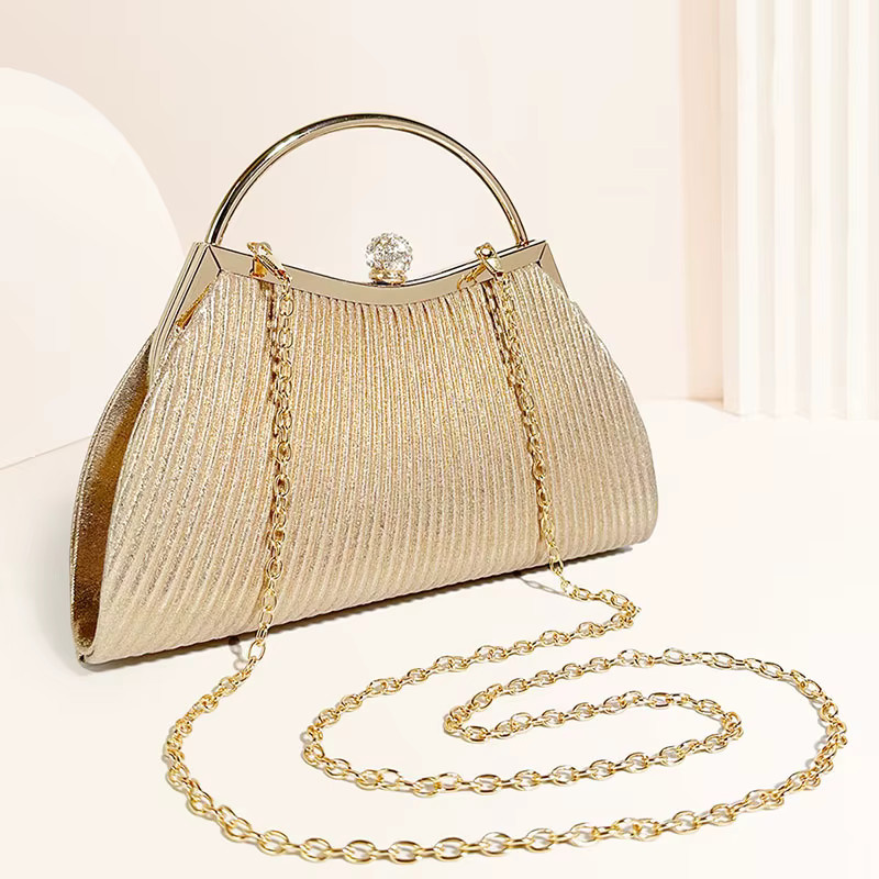 Abendhandtasche Damen, Plissee, Gold - Bild 2
