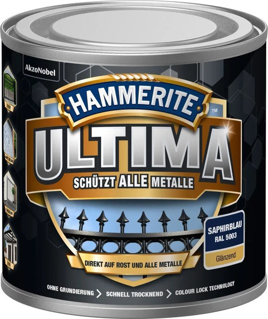 Hammerite Ultima Premium Metall-Schutzlack glänzend Saphirblau 250 ml - Bild 1