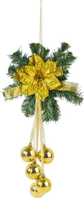 Viva Domo Weihnachtsanhänger mit floralem Blumen-Design in Gold und Grün - Bild 1