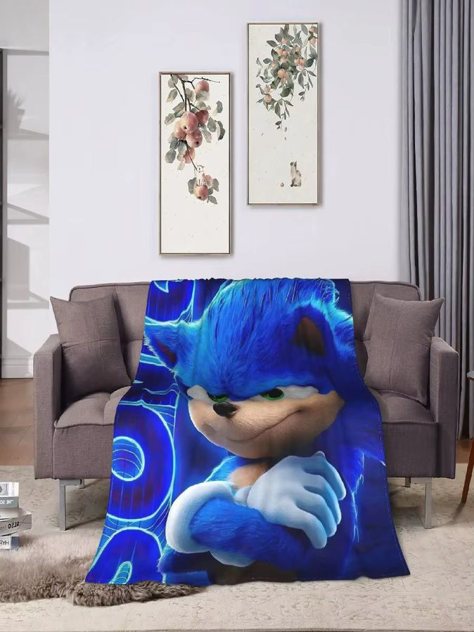 Sonices Hedgehog Decke als weiche Bettwäsche und grafische Tagesdecke für Kinder und Wohnbereiche - Bild 2