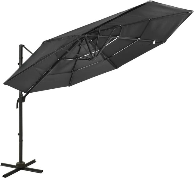furnicato Sonnenschirm mit Aluminium-Mast in Anthrazit, 4-lagig, B/B/H: 300 x 300 x 247 cm - Bild 1