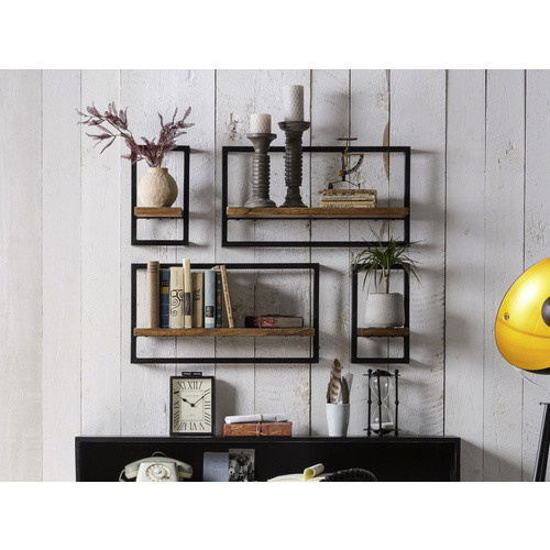 SIT Wandregal PANAMA mit 4 Fachböden aus Holz und Metall in Braun, B/T/H: 75 x 25 x 50 cm - Bild 5