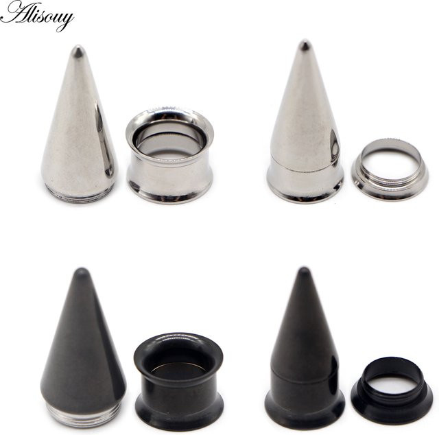Alisouy Ohrstöpsel und Tunnel-Dehner, Edelstahl, Silber, Unisex - Bild 1